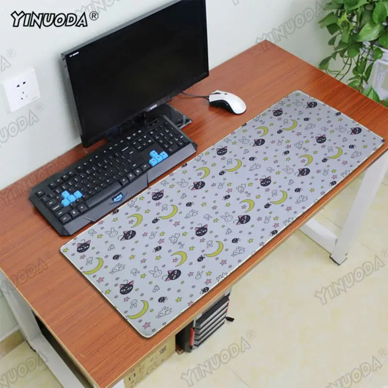 Lock Edge 40X90cm Yinuoda Подарочный коврик для мальчика Сейлор Мун Кот игровой плеер Настольный Ноутбук резиновый коврик для мыши DIY Дизайн Шаблон компьютерный игровой коврик для мыши - Цвет: Lock Edge 40X90cm