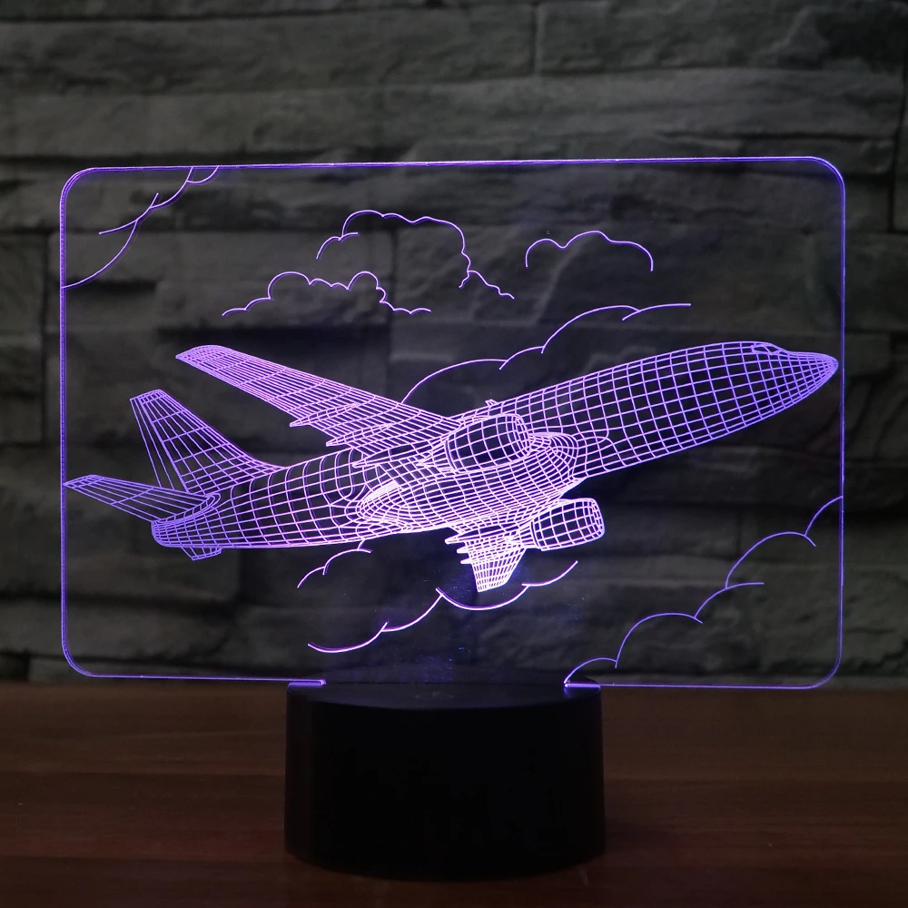 3D облако форма самолета ночник 7 цветов сенсорный выключатель с USB кабелем как