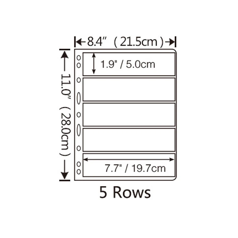 

5 Rows 10PCS Transparent Loose Leaf Stamps Lines Grid PVC Pages Of Album Sheets Standard 9 holes Loose-leaf PCCB /MINGT