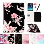 Чехол с мраморным узором для Apple New iPad 9,7, 2017, 2018, 1954, чехол для планшета 5-го и 6-го поколения A, кожаный чехол с подставкой + ручка + пленка