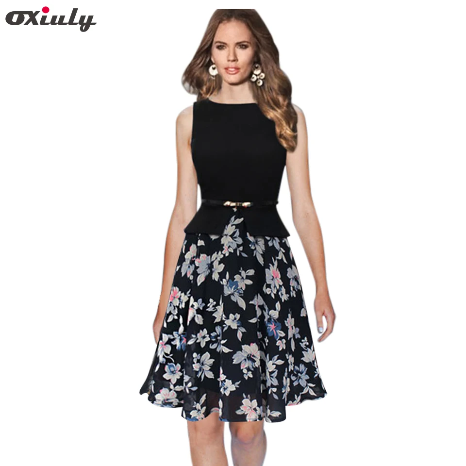 Oxiuly женское летнее винтажное элегантное шифоновое лоскутное платье-туника с