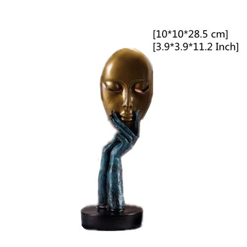 Gold Mask-S VILEAD, 28,5 см, 37 см, смоляная маска для лица, статуэтки, скандинавские Абстрактные Художественные украшения, креативное украшение для дома, для офиса, крыльца, скульптура, подарок - Цвет: Gold Mask-S