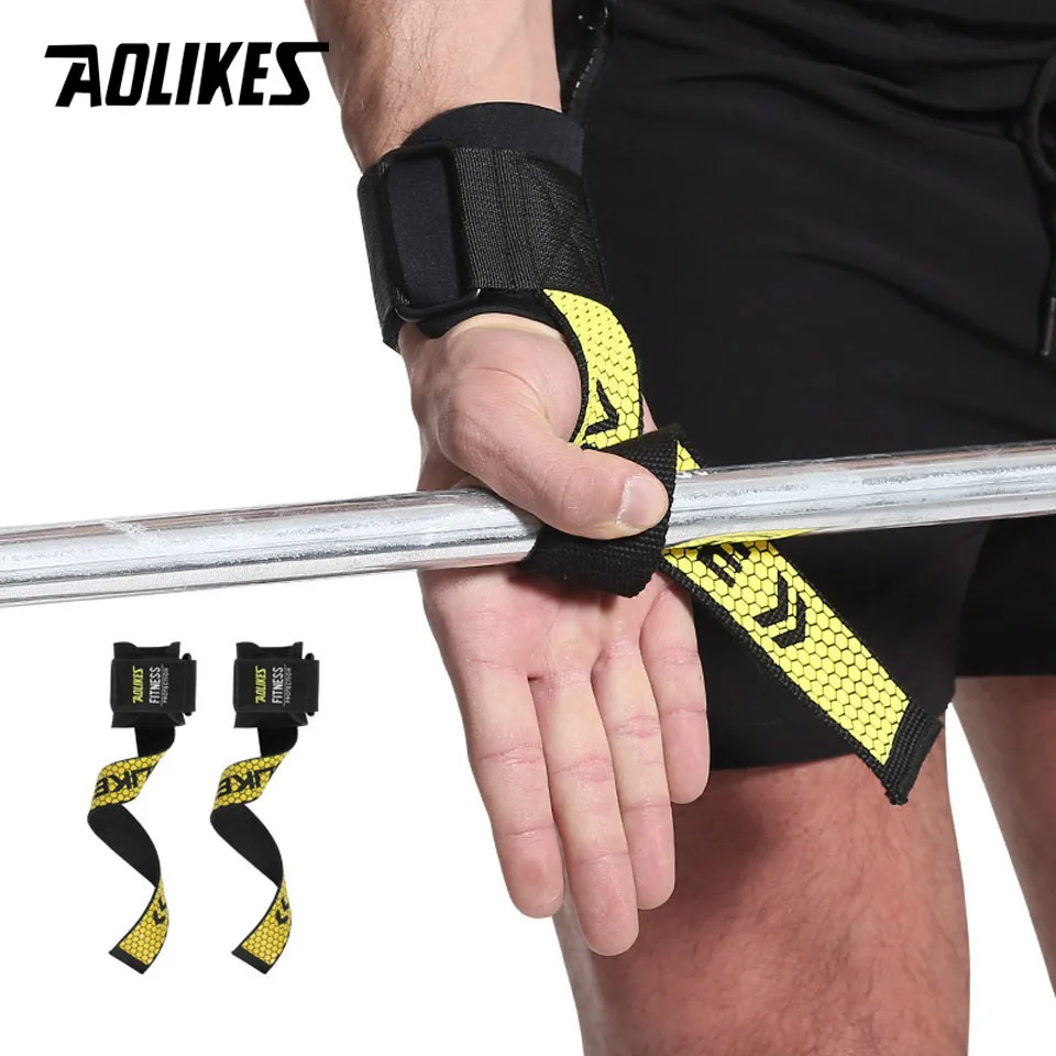 AOLIKES, 1 пара, для тренажерного зала, для фитнеса, для тяжелой атлетики, на ремнях, для гантелей, для рук, для тренировок, для поддержки запястья, для штанги, для подтягивания