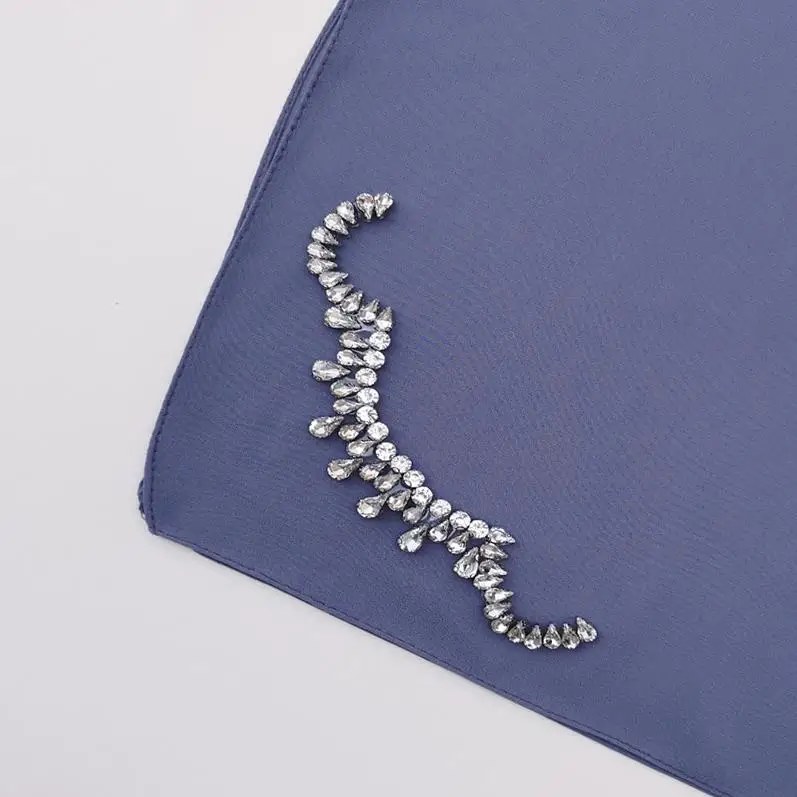 Blue gray hijab Appliques Muslim Hijab Dress Abaya Turkey Kimono Kaftan Dubai Caftan Abayas For Women Qatar Islamic Clothing Robe Femme Musulman - Цвет: Blue gray hijab