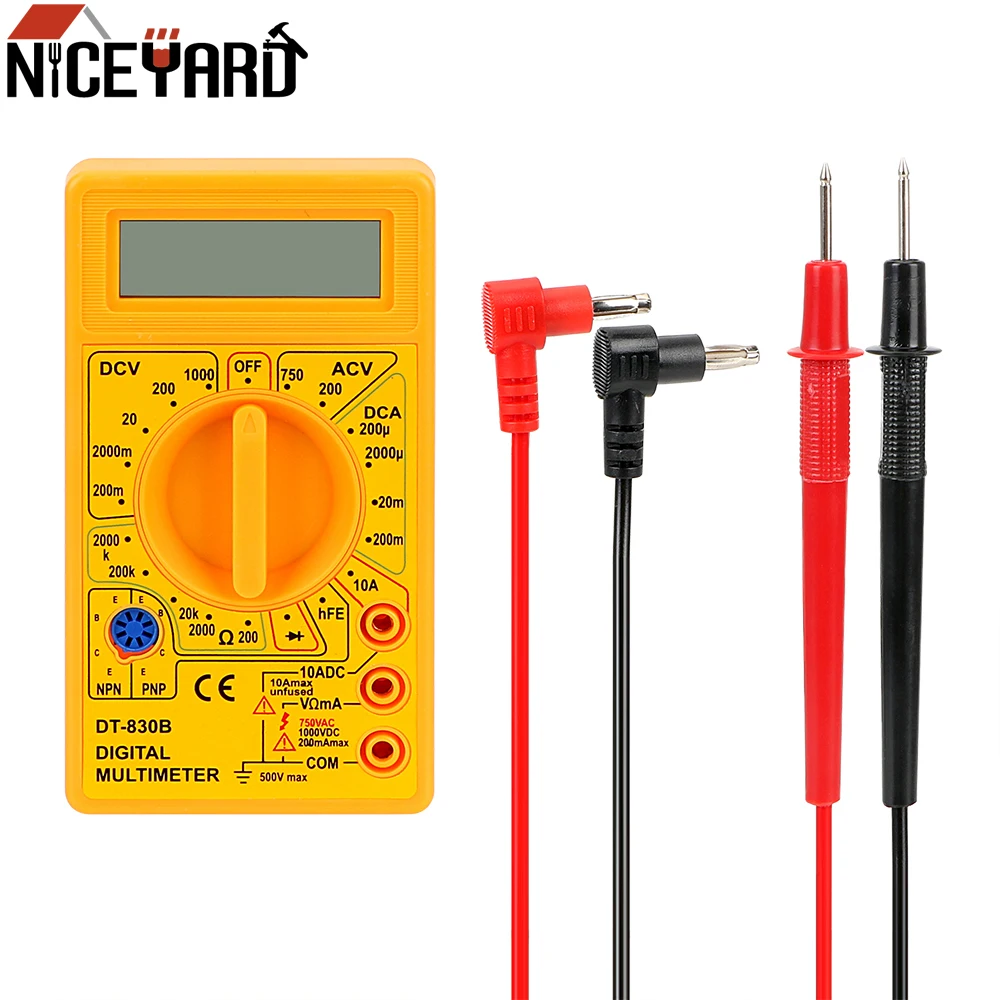

NICEYARD мультиметр Омметр Вольт тестер DT-830B ЖК-дисплей Авто Диапазон Цифровой Вольтметр инструмент анализа