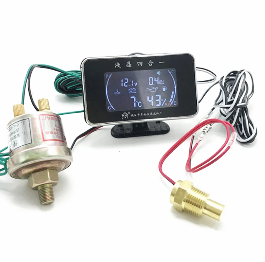

12V-24V Oil Pressure Gauge with 1/8 NPT sensor + Voltmeter Volt Gauge + Water Temperature Gauge with M10 sensor +Oil Fuel Gauge