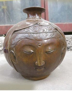 11 &quotКитай кобр tallada hermosa belle cara y el hombre кара escultura florero медь бронзовые украшения