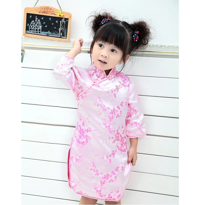Qipao для маленьких девочек весеннее платье Красный Дракон Cheongsams подарок год для девочек нарядное платье принцессы Одежда высшего качества От 2 до 12 лет - Цвет: 3