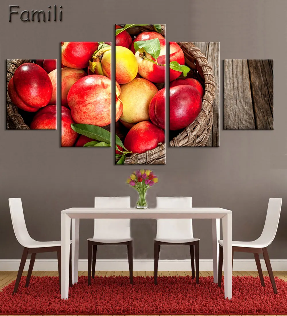 5 шт. холст картины для кухни фруктовый Настенный декор современные цветы