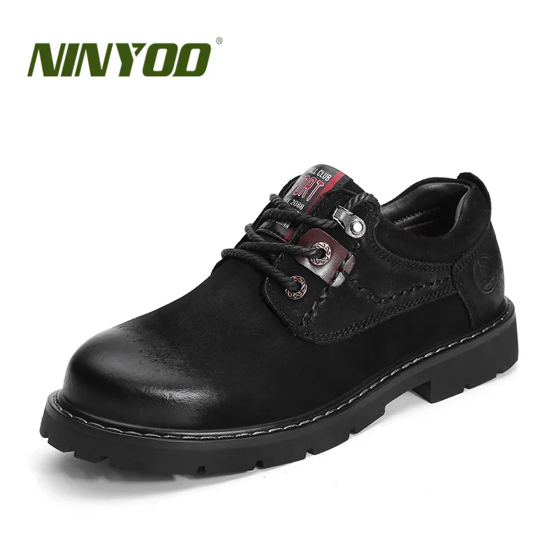NINYOO New Autumn Winter Men Shoes 47 Genuine Leather Work 48 Outdoor Casual 49 Rubber Martens WPlus Size 50 51 52 | Обувь