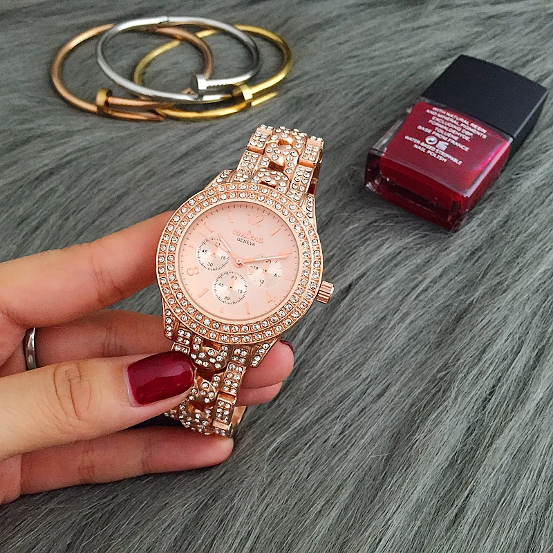 CONTENA Brand Women's Watch Diamond Rose Gold steels straps Luxury watches for Women Fashion Female Clock relogio feminino | Наручные