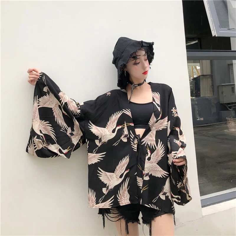 Yukata женский кимоно кардиган рубашка harajuku kawaii стиль кимоно Женская блузка obi haori Японская уличная одежда TA487