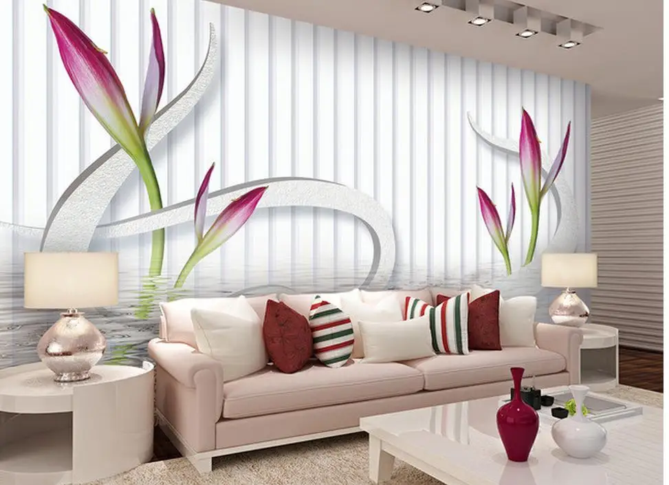 3d обои для ванной комнаты украшение дома отражение 3D ТВ фон настенные фрески |