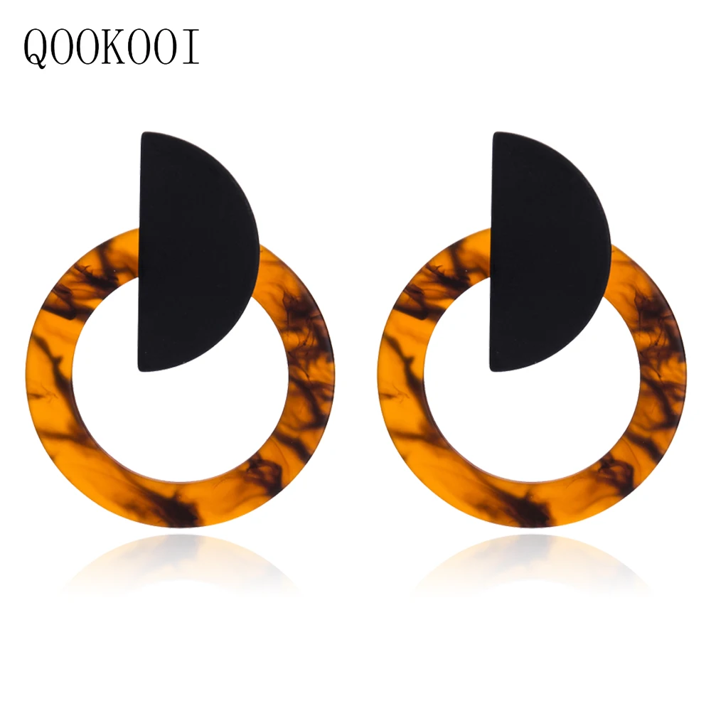 QOOKOO я богемского Серьги геометрический Круг мотаться акрил полые серьги