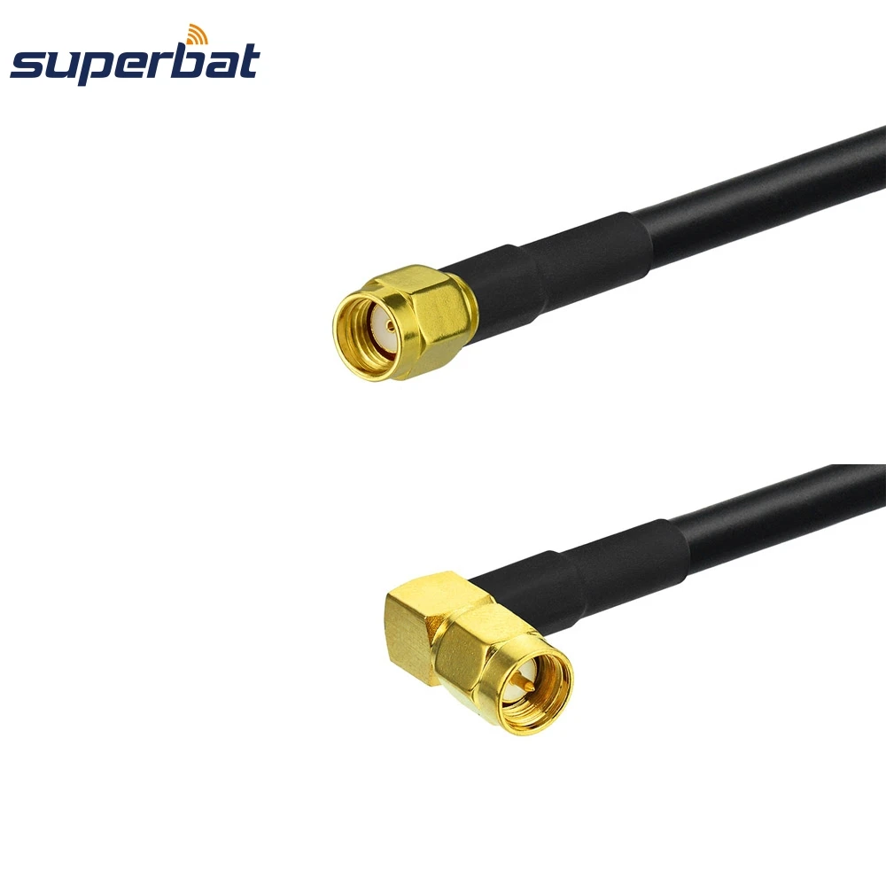 

Superbat Universal Extension Cable SMA Plug Right Angle to RP-SMA Male (female pin) RG58 25cm Cable