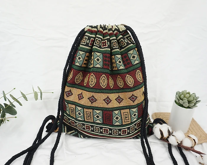 Lilyhood Для женщин ткань рюкзак женский Gypsy в богемном стиле бохо шик хиппи народная Племенной Ibiza коричневый Drawstring Рюкзак Сумки