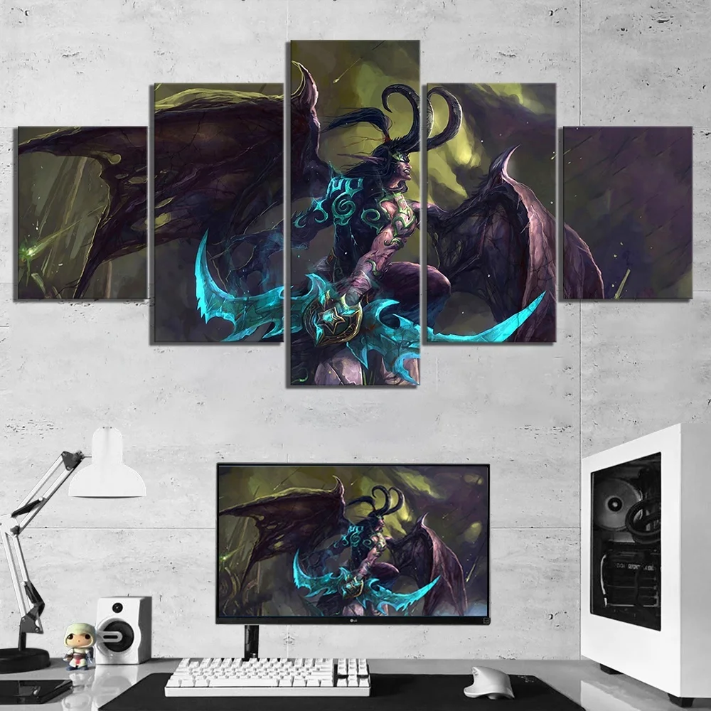 5 шт. иллидана ярости бури World of Warcraft видео игры Плакаты холст Художественная