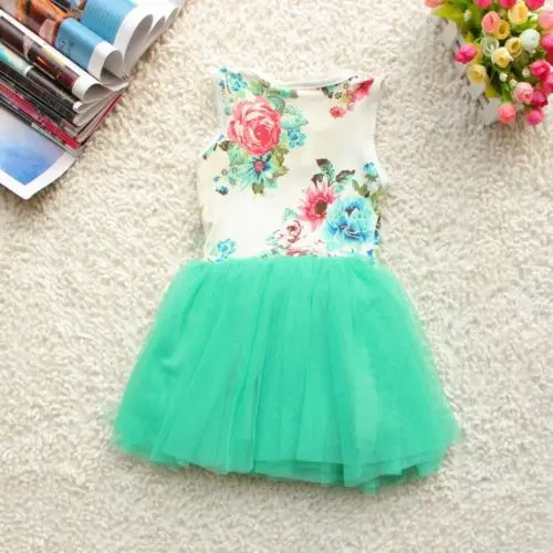 Детское платье-пачка без рукавов вечерние цветочным принтом | Детская одежда и