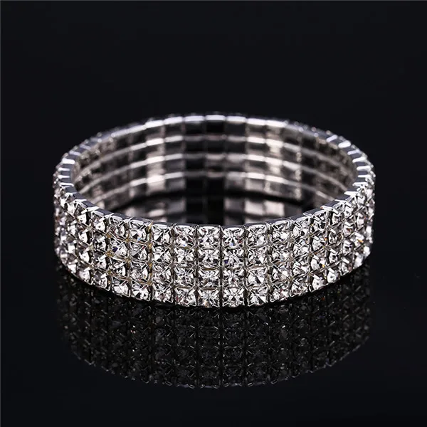 4 row crystal HOCOLE, модный Кристальный браслет, браслет, женская мода, свадебные ювелирные изделия, золото/серебро, стразы, браслеты для женщин - Окраска металла: 4 row crystal