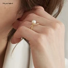 Кольца HUANZHI в Корейском стиле открытые женские, геометрический крест, белый жемчуг, черные бусины, золотой сплав, хороший подарок для путешествий вечерние, 2019