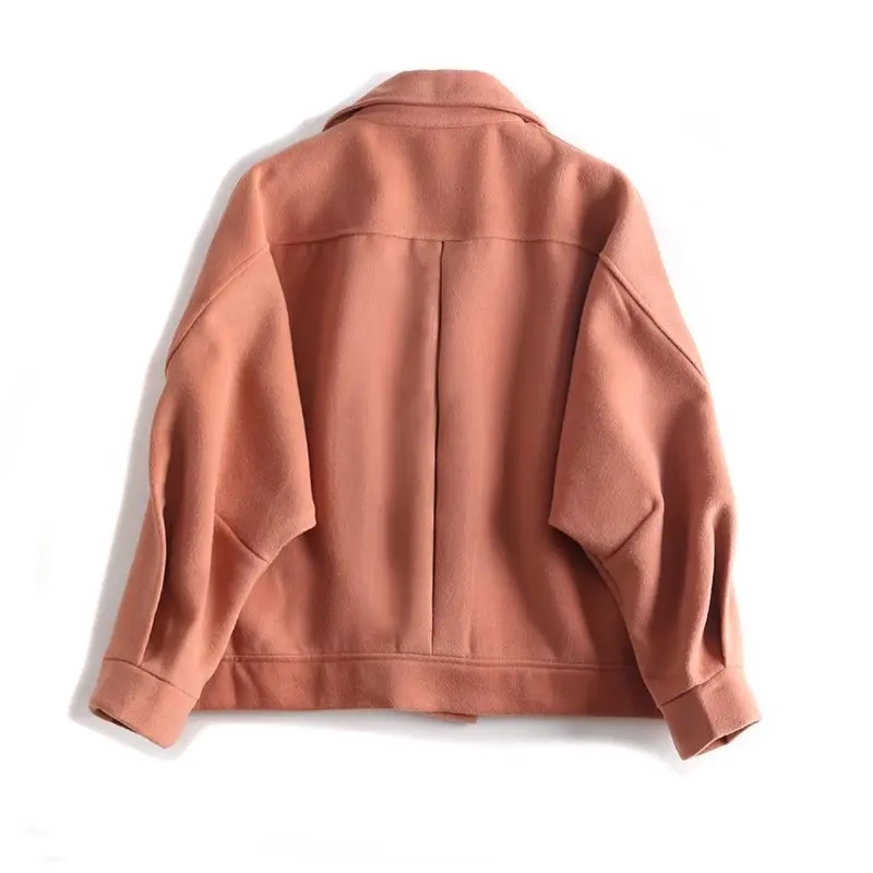 Новинка однотонное Короткое шерстяное пальто женское двубортное женская куртка