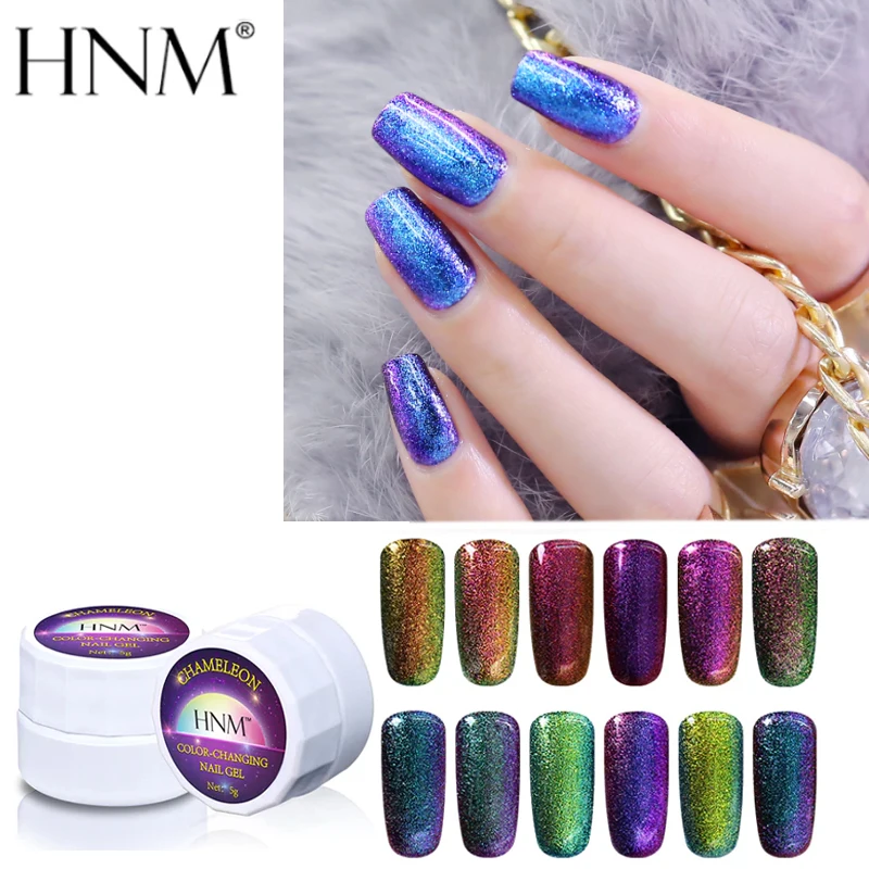Гель лак HNM для ногтей 3D цвет Phantom блеск губ хамелеон маникюра изменение цвета УФ