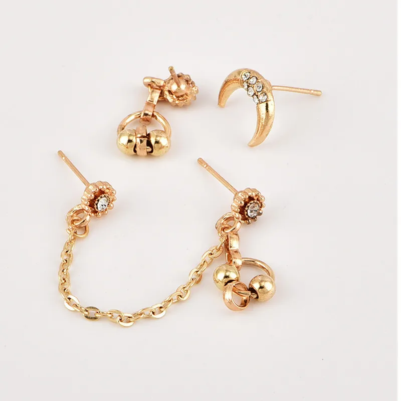 Новые корейские модные женские со стразами Серьги Звезды Луна уха кнопки для