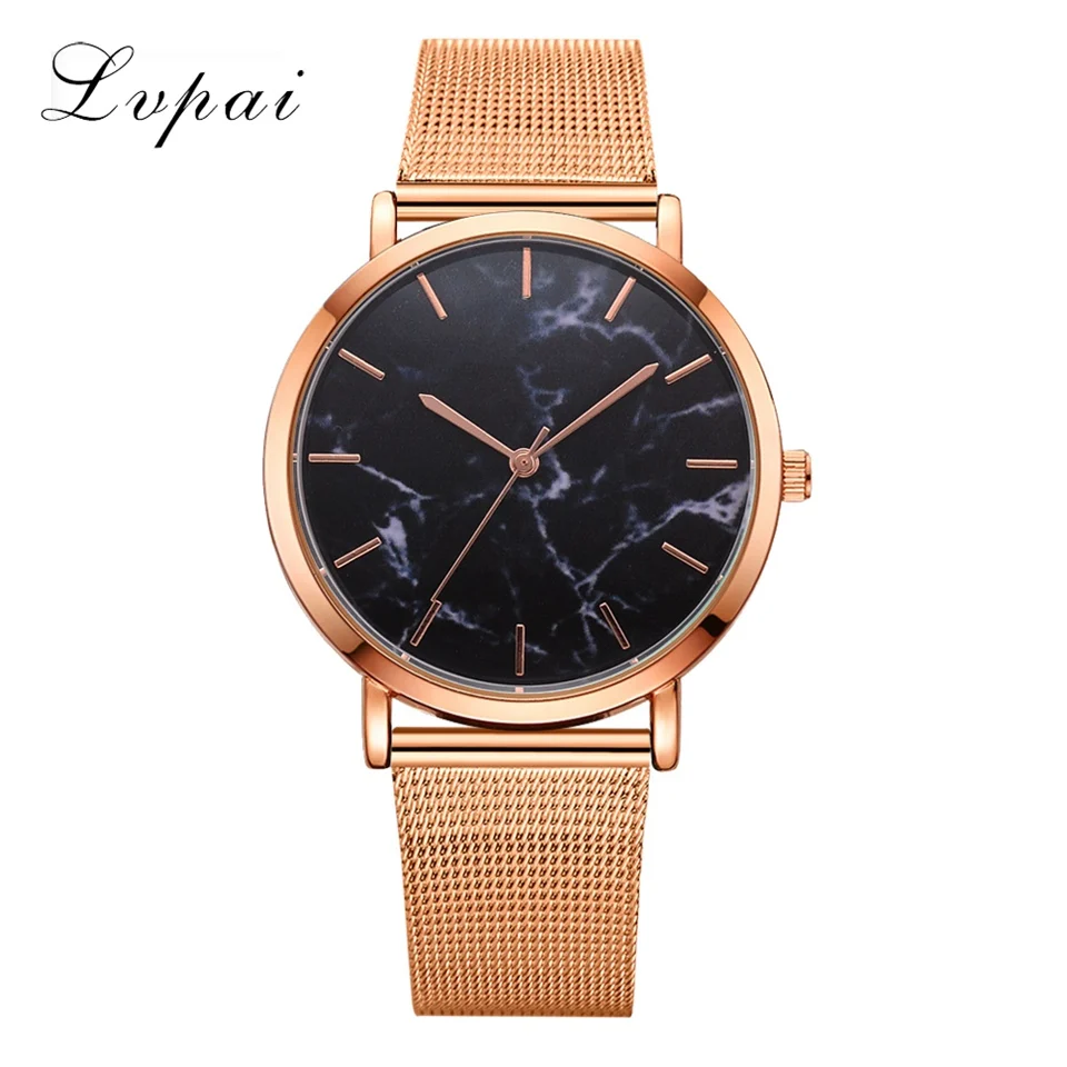 Lvpai Прямая поставка Модные Розовые золотые сетчатые наручные часы с креативным
