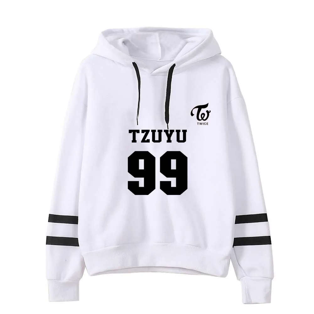 Харадзюку полосатые толстовки K Pop TWICE MOMO TZUYU NAYEON JIHYO Kpop белая одежда женские пуловеры с длинным рукавом Толстовка Верхняя одежда