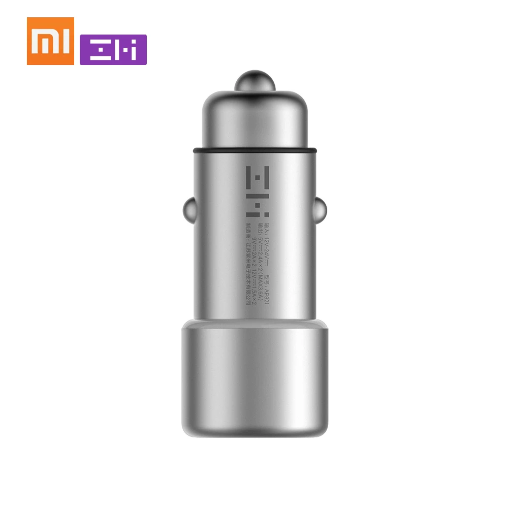 Оригинальное автомобильное зарядное устройство Xiaomi ZMI, двойное USB QC3.0, быстрая зарядка, 5 В, 2,4 А, металл, подходит для iPhone, samsung, iPad, huawei, LG, смартфона