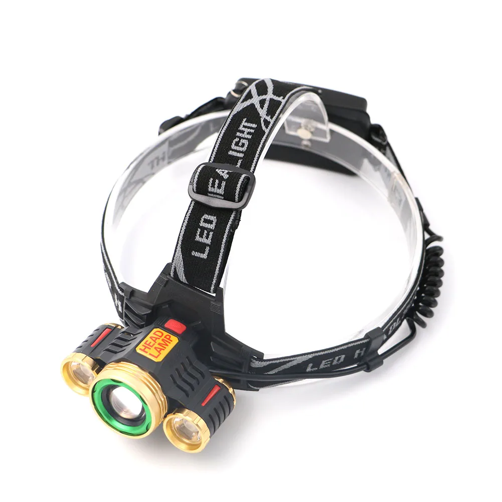 Headlight 1*T6+2*R2 LED Head Lamp Zoomable Headlamp Lintern Torch Biking Fishing for 18650 Battery+Charger+Car Charger | Лампы и