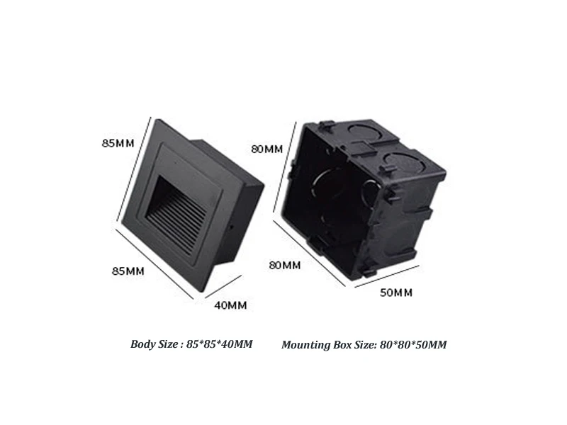 

10pcs/lot Free Shipping 3W LED White/Black Square Walkway Step Stair Wall Corner Lamp Waterproof with Mounting box