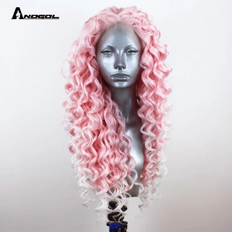 Anogol высокая температура волокно бесплатная часть Peruca розовый Омбре Платина