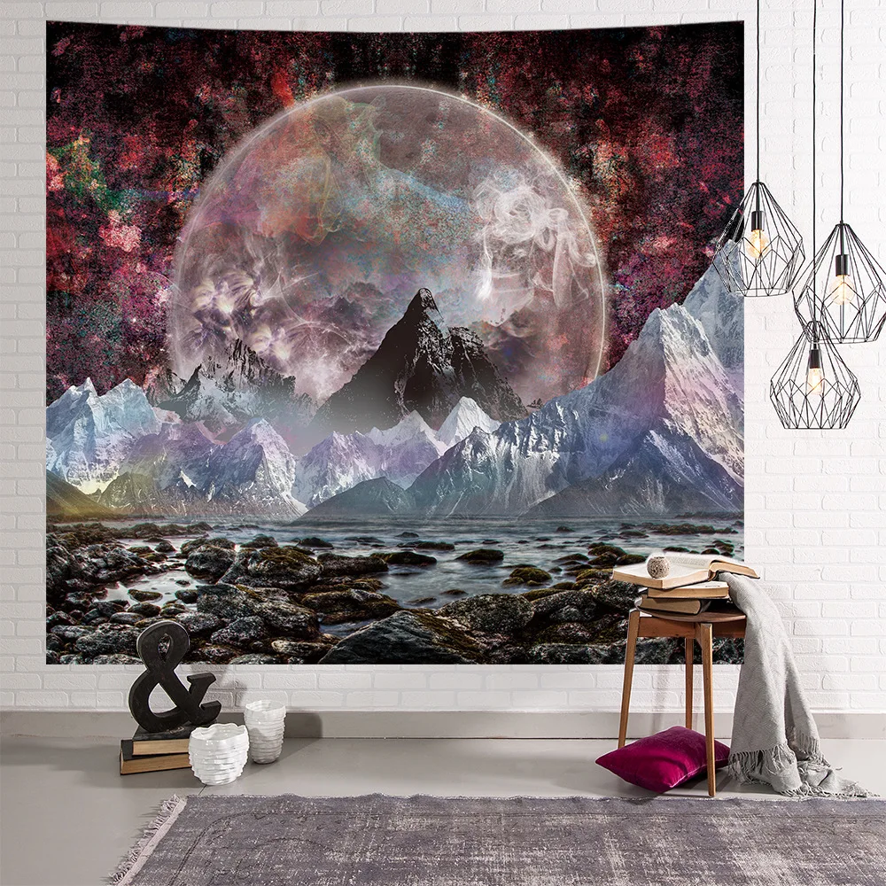 Цвет: желтый Galaxy Psychedelic Star Tapestry Wall Hanging Lightweight Polyester Fabric Forest wall hanging Decoration Home - Цвет: Цвет: желтый