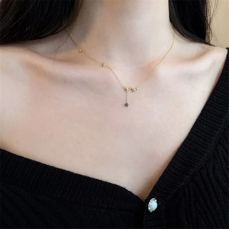 Лидер продаж ожерелье с подвеской в Корейском стиле черным Цирконом и золотыми