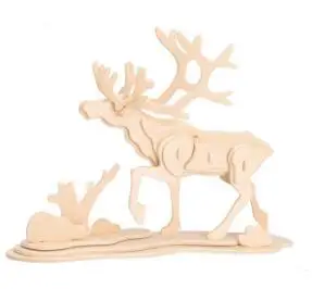 Reindeer DIY Дети 3D деревянные пазлы животных модель самолета сборки строительные наборы Развивающие игрушки для детей - Цвет: Reindeer