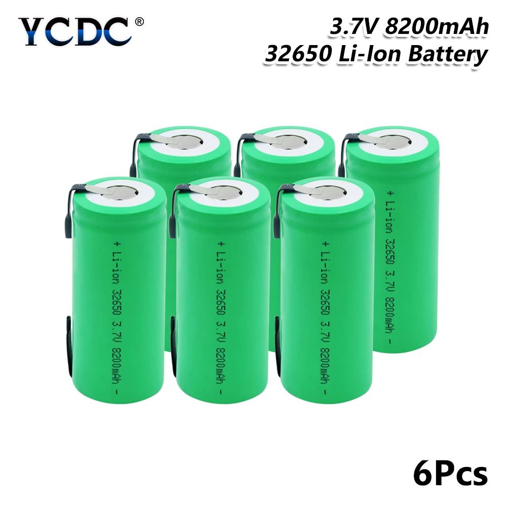 6 PCS Высокоразрядная 3,7 V 8200mAh перезаряжаемая 32650 литий-ионная батарея резервного питания литиевые батареи сварочные никелевые листовые батареи - Цвет: 6 PCS