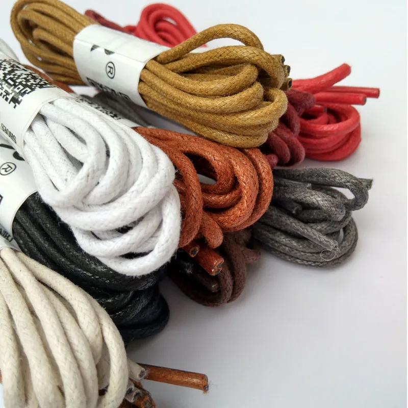

1Pair New Round Waxed Unisex Shoelaces Dress Canvas Shoe Lace Sneaker Girl Boot Cotton Shoe Laces Unisex Strings Shoelaces Color