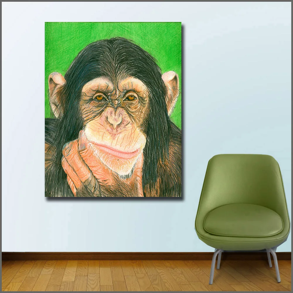 Печать Граффити искусство шимп холст стены картины для гостиной офиса спальни