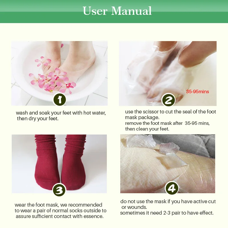 4 пары = 8 шт. кожу ног гладкой оказывающего отшелушиващее и смягчающее действие на