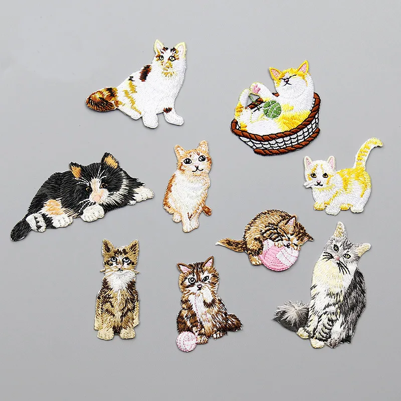 

Pet Cat Animal Iron on Patches DIY Applique Badge Stickers Embroidery Applique Sewing Patch Embroidered Patches Cloth Badge
