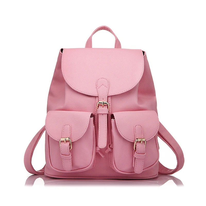 Pink LOVEVOOK бренд элегантный дизайн школьный рюкзак из искусственной кожи Модная женская сумка на плечо с двумя твердыми карманами для девочек-подростков - Цвет: Pink