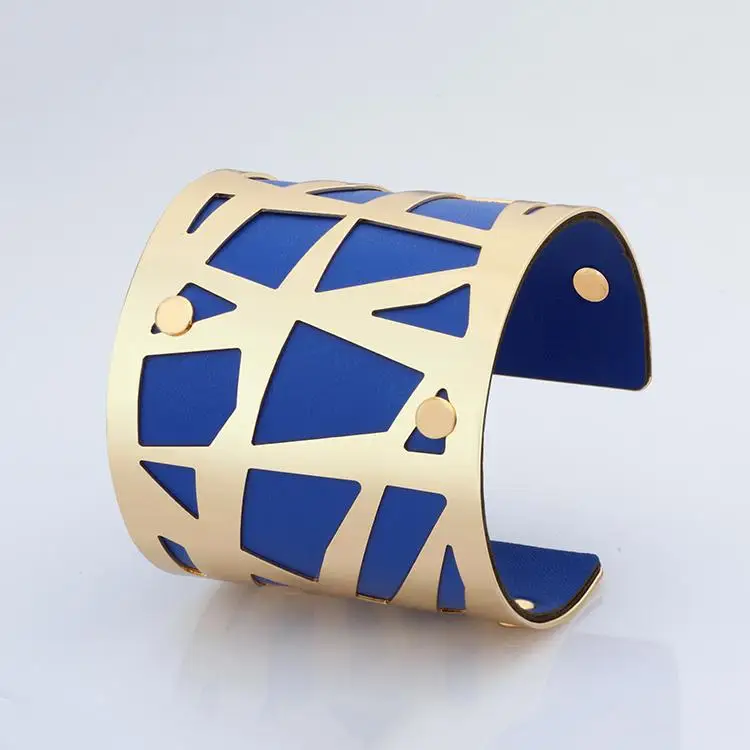 18K Gold Plated Модные браслеты-манжеты для женщин, ювелирные изделия для девушек, золотой цвет, цветные браслеты, новые винтажные ювелирные изделия s0012 - Окраска металла: 18K Gold Plated