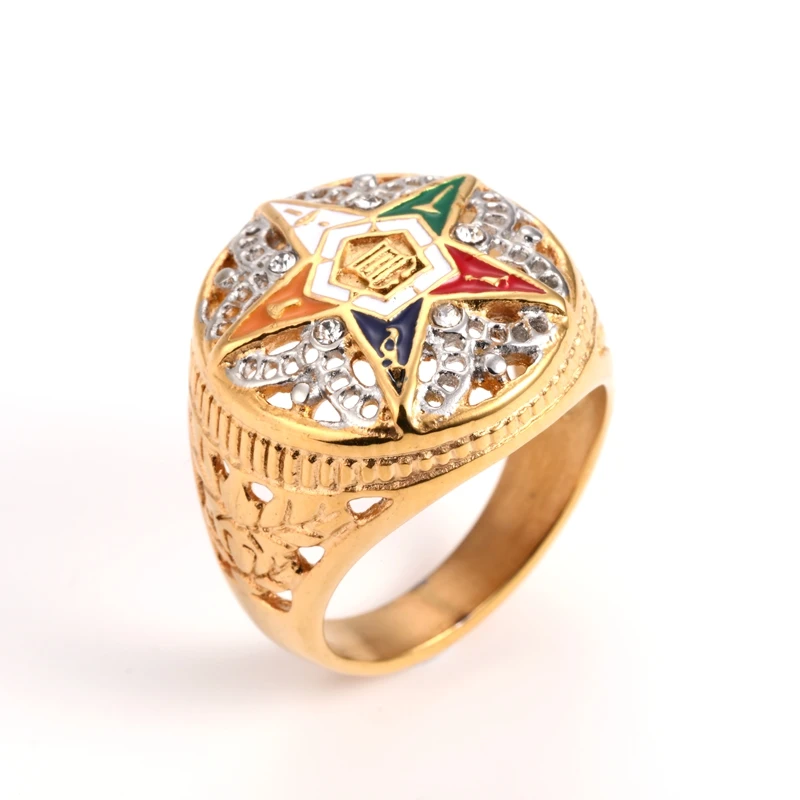 Masonic Freemason Order of the Eastern Star Rings - 316L Stainless Steel Gold for Men and Women, including female rings. image 2