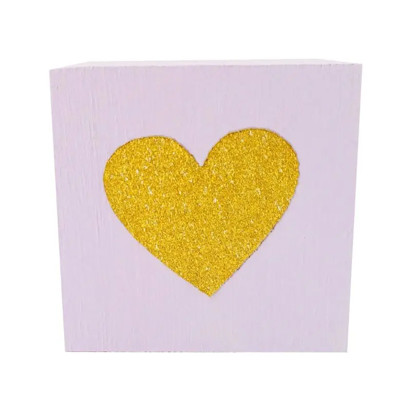 Baby Room Fashion Soft Assembly Furnishings Solid Wood Flash Gold Love Heart Square Cube Ornaments Photography Decoration Prop
