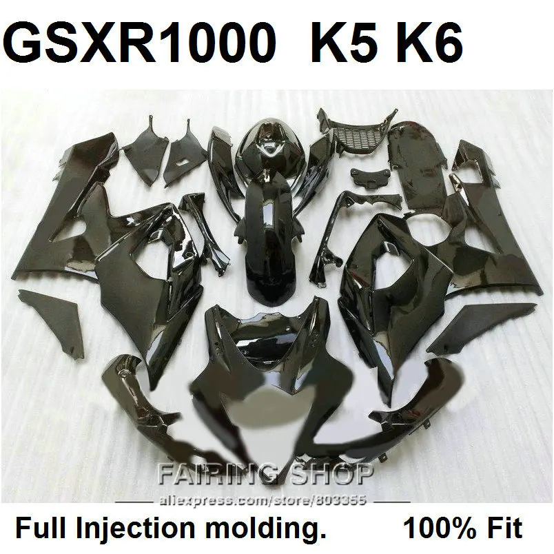 Дешевые Обтекатели для литья под давлением Suzuki GSXR1000 05 06 черный комплект