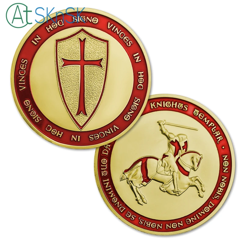 Набор из 14 серебряных/позолоченных монет в европейском стиле крест тамплиеров