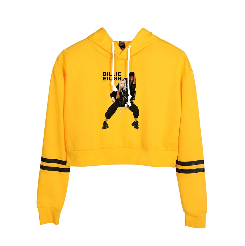 Billie Eilish, толстовки в стиле хип-хоп, женские, с капюшоном, на завязках, с длинным рукавом, укороченные свитшоты, повседневный пуловер, укороченный топ, верхняя одежда