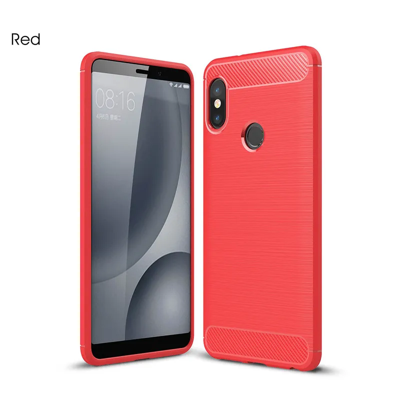 Силиконовый чехол для Xiaomi Redmi Note 7, чехол из углеродного волокна для Redmi Note 7, защитный чехол, бампер для Redmi Note 5 Pro - Цвет: Красный