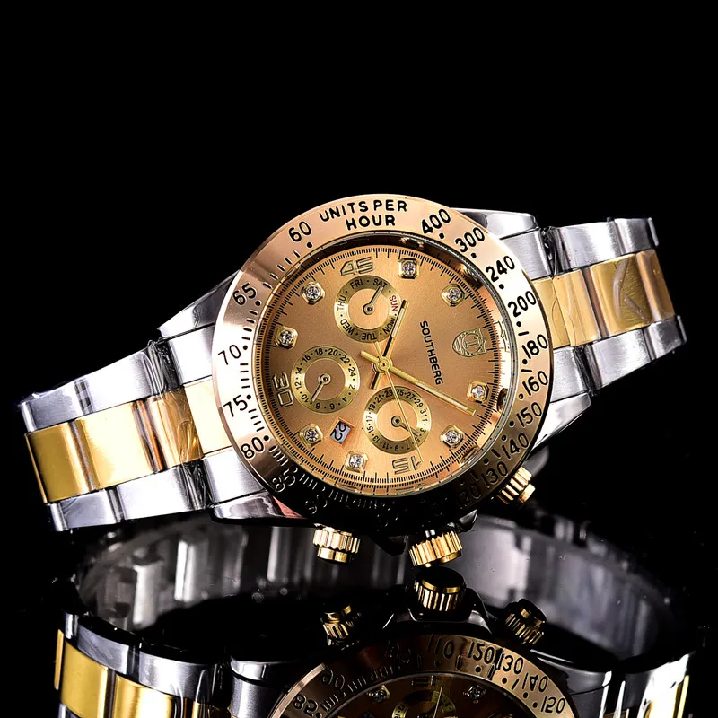 SOUTHBERG GMT Элитный бренд daytona часы Для мужчин Повседневное мужской часы Бизнес Спорт военные Нержавеющая сталь часы